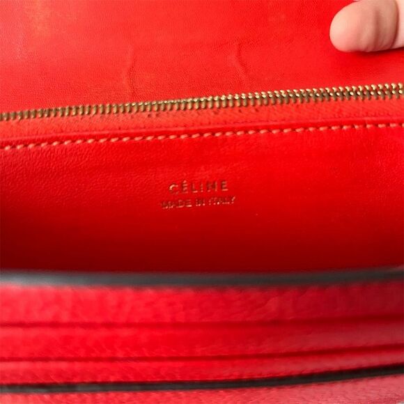Celine Women's Red Leather Wallet Credit Card Holder - Picture 6 of 9